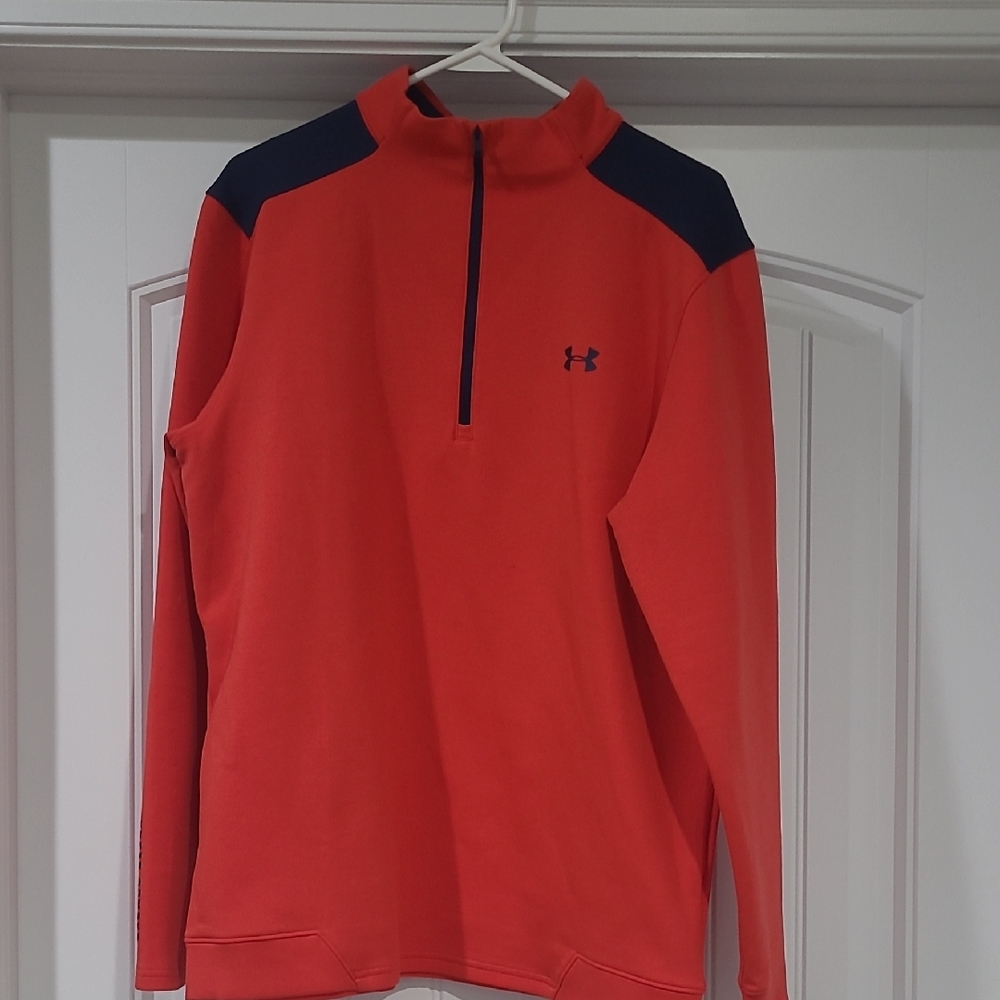 Under Armour Red Qyarter-Zip Pullover with Navy Accents
